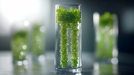 Poster - Lab-grown greens in glass, research background