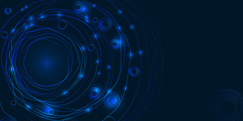 Poster - Abstract blue background with circular lines for presentations, web design, technology theme.