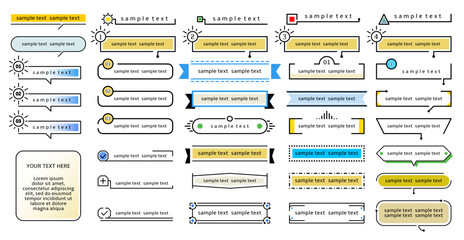 Poster - A set of icons for a white background. The icons are in different colors and shapes. The text is in different colors and shapes as well