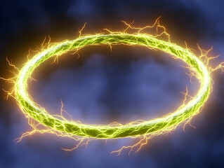 Sticker - Glowing energy ring, dark clouds, power concept