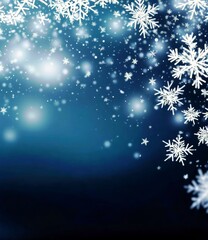 Poster - Beautiful Winter Background Featuring Snowflakes and Delicate Sparkles on a Deep Blue Night Sky for Seasonal Designs and Festive Decorations