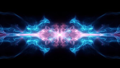  - Colorful Abstract Wave Pattern with Blue and Pink Smoke Effect on Black Background for Unique Artistic Visuals