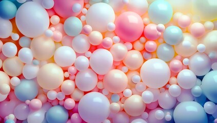 Poster - Colorful Abstract Background with Assorted Textured Spheres in Pastel Shades of Pink, Blue, and White for Creative Design and Art Projects