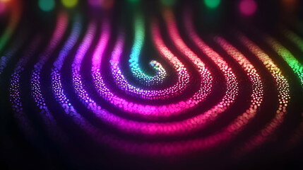 Poster - Abstract rainbow swirl, dark background, particle design, website banner