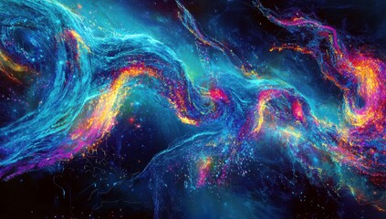 Poster - Vibrant Cosmic Swirls and Colorful Patterns Representing the Depths of Space and the Mysteries of the Universe in Stunning Visual Display