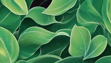 Poster - Lush Green Leaves with Intricate Lines and Textures Providing a Fresh and Vibrant Natural Background for Various Creative Projects