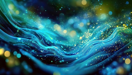  - Colorful abstract background with flowing lines and shimmering particles creating a mesmerizing visual landscape of motion and light effects