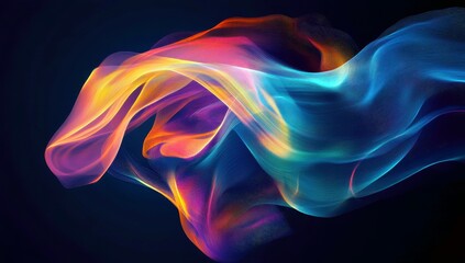  - Colorful flowing abstract waves of light creating a vibrant and dynamic visual representation of beauty and motion in dark background space.