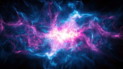 Poster - Abstract colorful cosmic haze pattern in vibrant shades of pink and blue with glowing light effects for digital art, backgrounds and creative designs