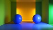 © yogiandrias - Two Blue Spheres In A Colorful Room