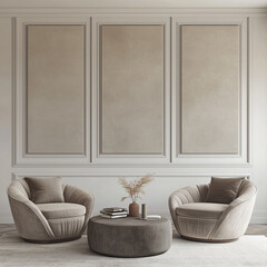 Wall Mural - Minimalist and modern beige living room 