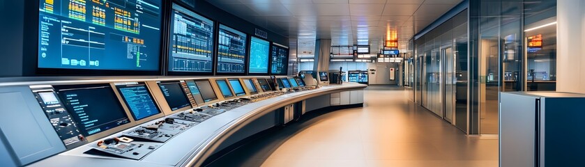 Poster - a modern control room featuring advanced monitors and high-tech equipment, showcasing the integratio