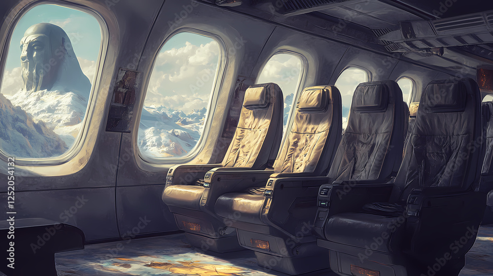 First class seats inside a boeing jumbo jet airplane from the german ...