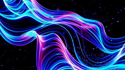 Poster - Colorful flowing light trails against a dark background, abstract energy and motion concept