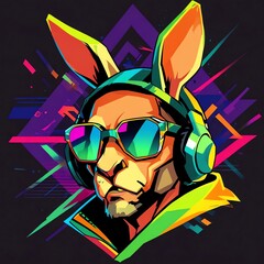 Sticker - Neon Bunny Headphone Vibes