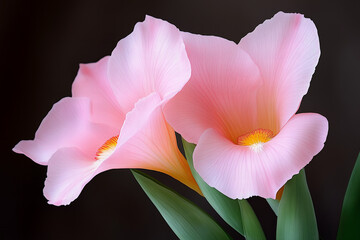 Poster - Two Delicate Pink Flowers Close Up