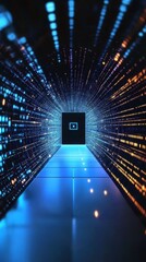 Poster - This stunning digital background is ideal for showcasing various tech processes, including artificial intelligence, data transfer, and other innovative applications in the technology sector