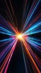 Poster - This stunning abstract artwork showcases vibrant light streaks against a dark backdrop, evoking speed and dynamic movement, creating a captivating visual experience that draws viewers in