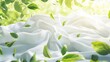 © flurik - Serene Spring: White Fabric Draped in Sunlight with Falling Leaves