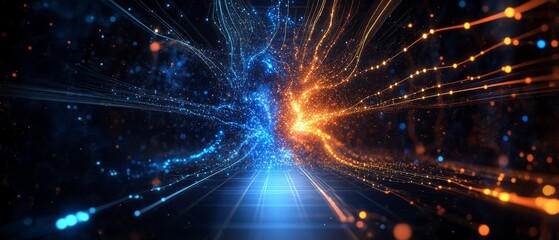 Poster - This dynamic digital backdrop is specifically designed to perfectly suit various tech processes, showcasing neural networks, efficient data transfer, and numerous other innovative applications