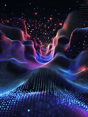 Poster - A vibrant and dynamic digital landscape that is perfect for effectively showcasing the cuttingedge fields of technology, neural networks, and various intricate data processes in an engaging manner