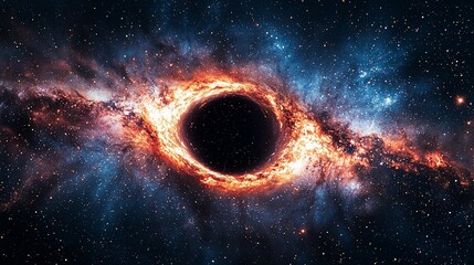 Wall Mural - Black hole in space, cosmic vortex, stellar event, scientific illustration, possible educational use