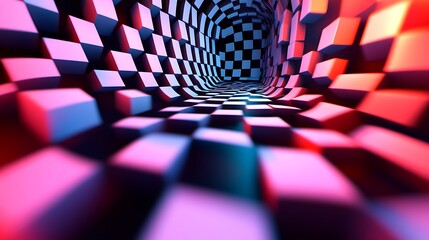 a checkerboard illusion where alternating squares seem to shift into 3d cubes.