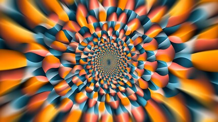 Wall Mural - A kaleidoscopic illusion formed by repeating shapes and patterns that create movement.