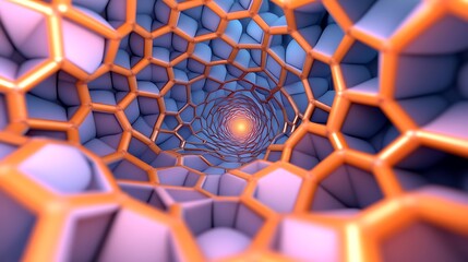 Wall Mural - A pattern of hexagons that appears to shift and distort in three-dimensional space.