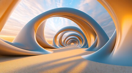 Wall Mural - A series of concentric shapes that appear to stretch and bend in impossible directions.
