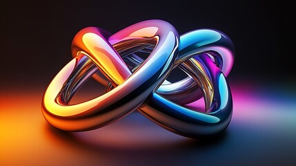 Wall Mural - A set of interlocking rings forming an impossible shape, with a mesmerizing color gradient.