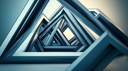 Wall Mural - A set of overlapping triangles that seem to warp and distort, forming an impossible shape.