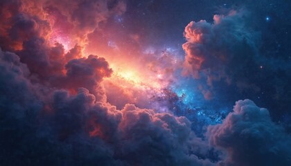 Wall Mural - cosmic stary night illustration. universe science astronomy themes. colorful galaxy cloud nebula. de
