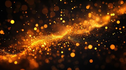 Poster - Dynamic golden particles abstract studio digital art vibrant environment close-up view visual concept