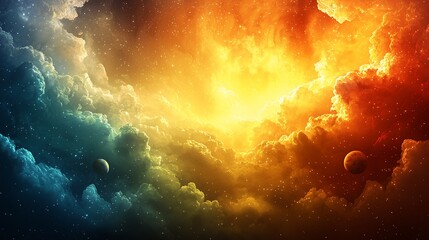 Wall Mural - Colorful nebulae, vibrant cosmos, celestial space, inspiring view of outer space. Possible use Astronomy background, science fiction, space exploration