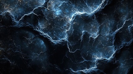 Poster - Dynamic electric blue lightning abstract art digital creation high contrast dark background conceptual visual impact