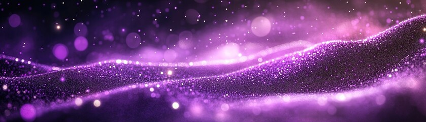 Poster - Ethereal light waves dance in purple abstract visual art digital environment mystical perspective