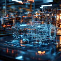 Poster - Exploring advanced machinery design industrial factory 3d render high-tech environment close-up innovation visualization
