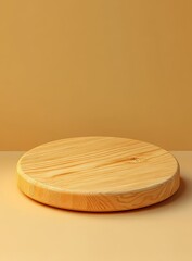 Poster - Wooden platform, yellow background, studio, product display