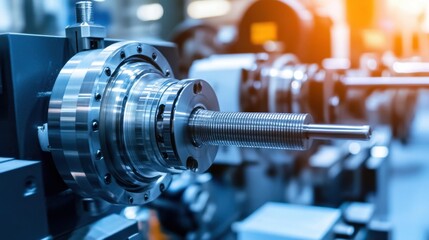 Poster - A high-tech CNC machine cutting metal with precision in an advanced industrial workshop.