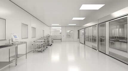 Poster - A high-tech semiconductor manufacturing plant with cleanroom technology and automated systems.