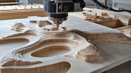 Poster - A multi-axis CNC machine carving a complex aerospace component.