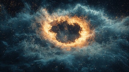 Wall Mural - Cosmic Ring of Fire Nebula, Space Background Image, Digital Art