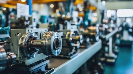 Poster - A precision engineering factory with CNC machines shaping metal components.