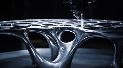 Poster - A precision laser cutting machine shaping a delicate metal structure.