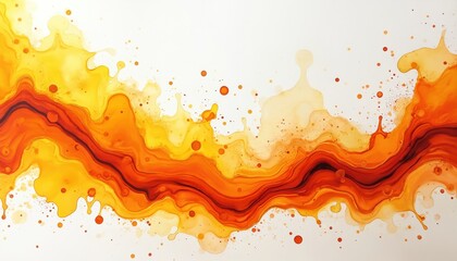 Aufkleber - Abstract orange and yellow paint splash on white background. Liquid alcohol ink illustration. Modern colorful watercolor art with gradient vibrant wave. Swirl colors.