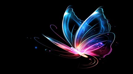  Neon Butterfly Wings Glowing Dark Background