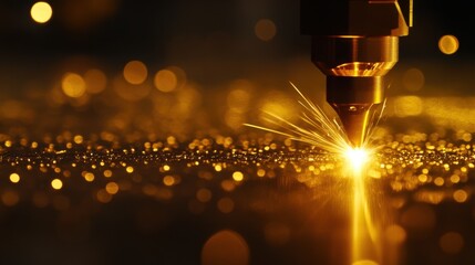 Poster - A spark flying as a high-speed cutting tool machines a titanium part.
