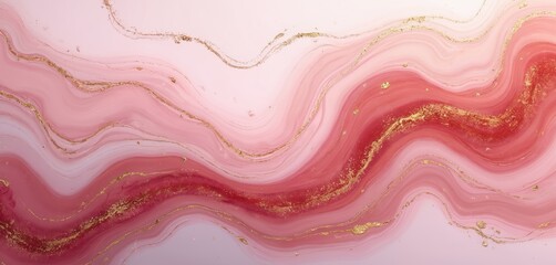 Poster - Luxury pink marble rose gold wave background texture. Elegant abstract pattern with gold veins. Decorative design for wallpaper, card, banner or home interior. Trendy style illustration.