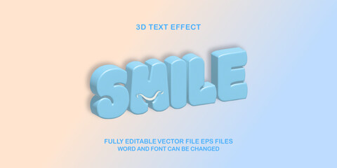 Poster - editable 3d inflate smile bold text effect.typhography logo